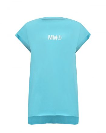 Туника с белым лого, бирюзовая MM6 Maison Margiela