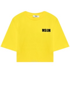 Футболка с принтом логотипа на спине, желтая MSGM