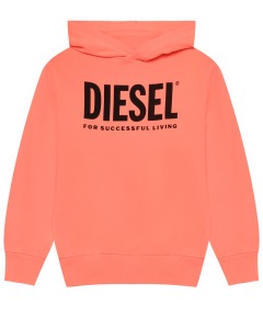 Толстовка-худи кораллового цвета Diesel